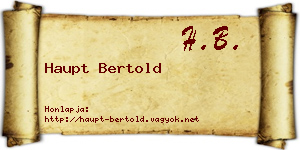 Haupt Bertold névjegykártya